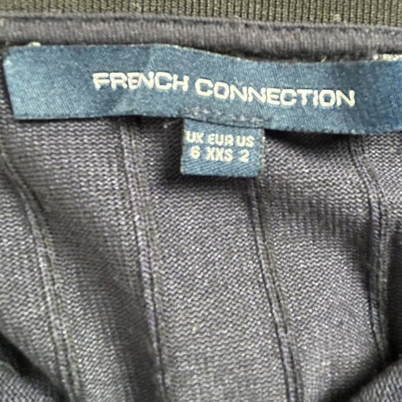 French Connection Women's Ribbed Polo Bodycon Mini Dress Popover Black Size 2 - Picture 3 of 9